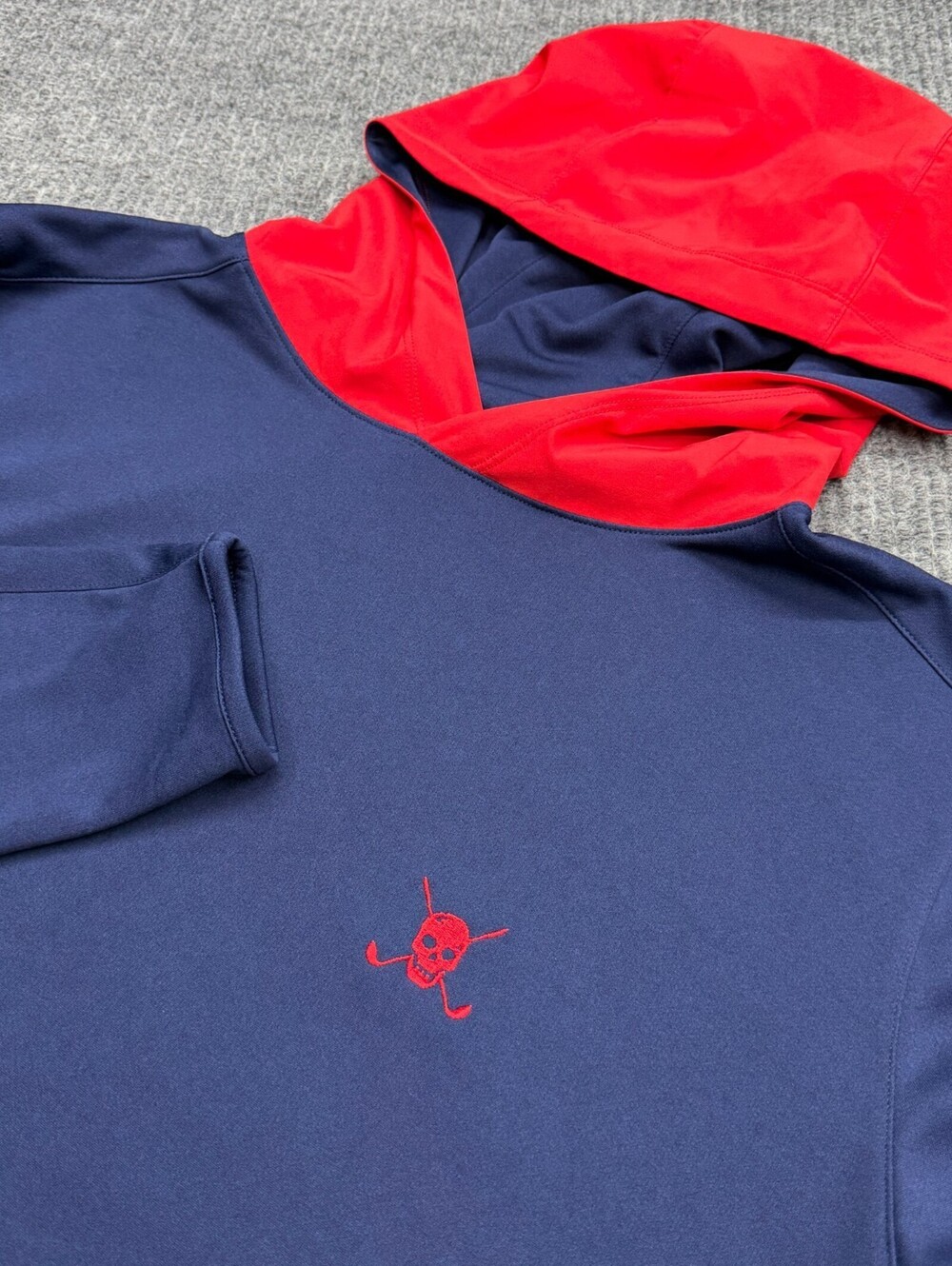 Zero Restriction Z425 Pullover Hoodie Mens XL Blue Red Skull Long Sleeve Golf